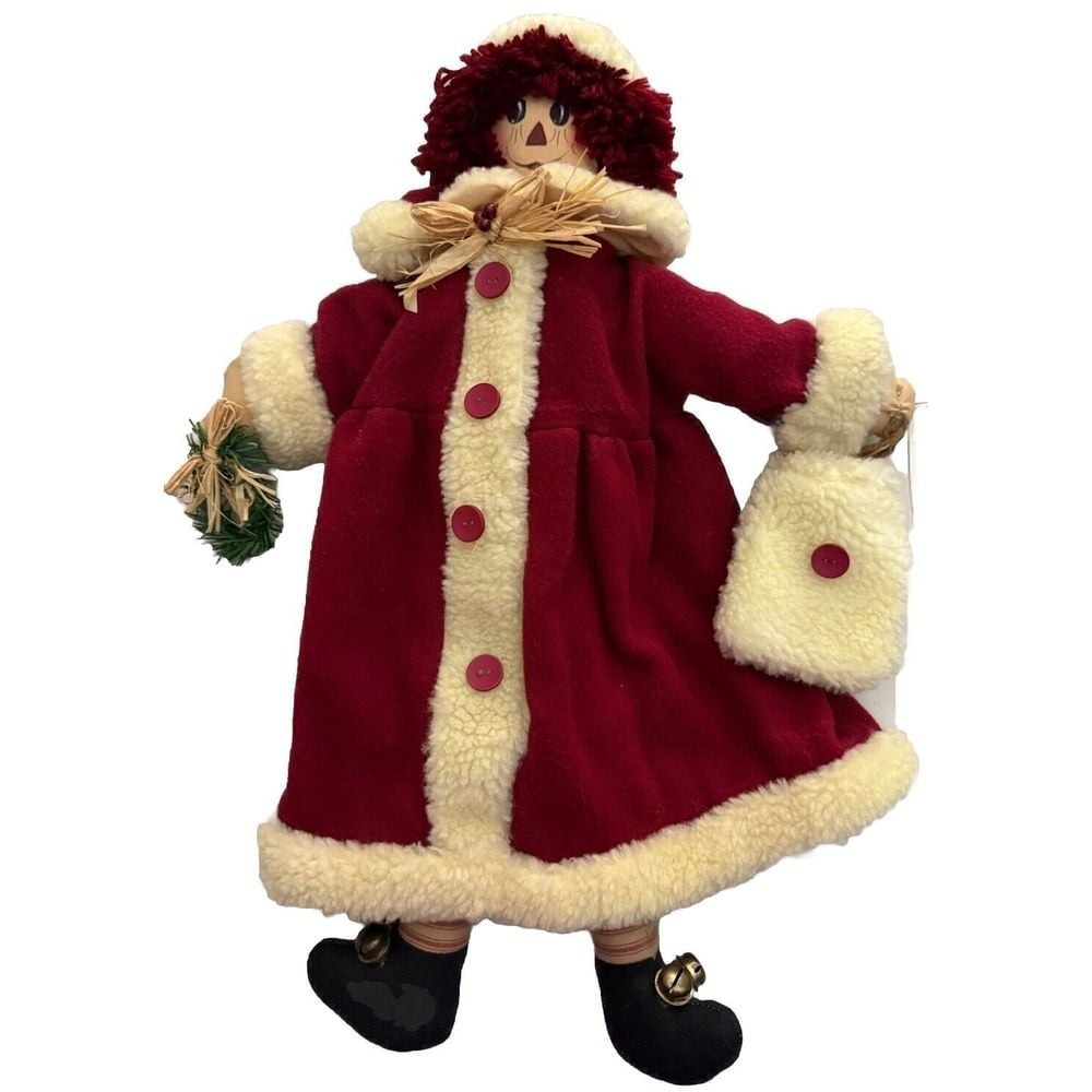 Raggedy Ann Folk Country Santa Clause Suit Christmas Floppy Doll